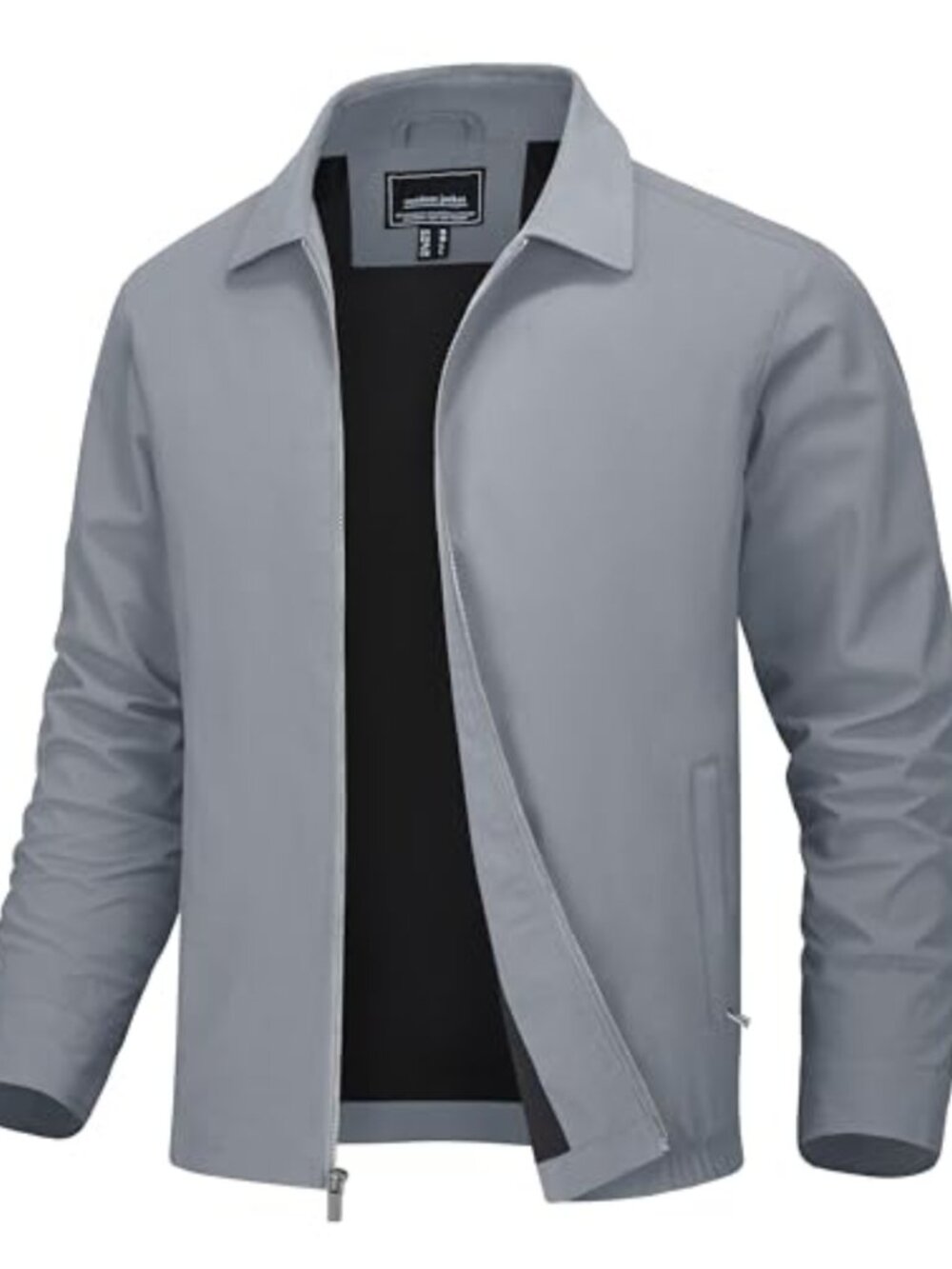 Men's Lightweight Full Polyester Windbreaker Bomber Jacket with Zipper Pockets